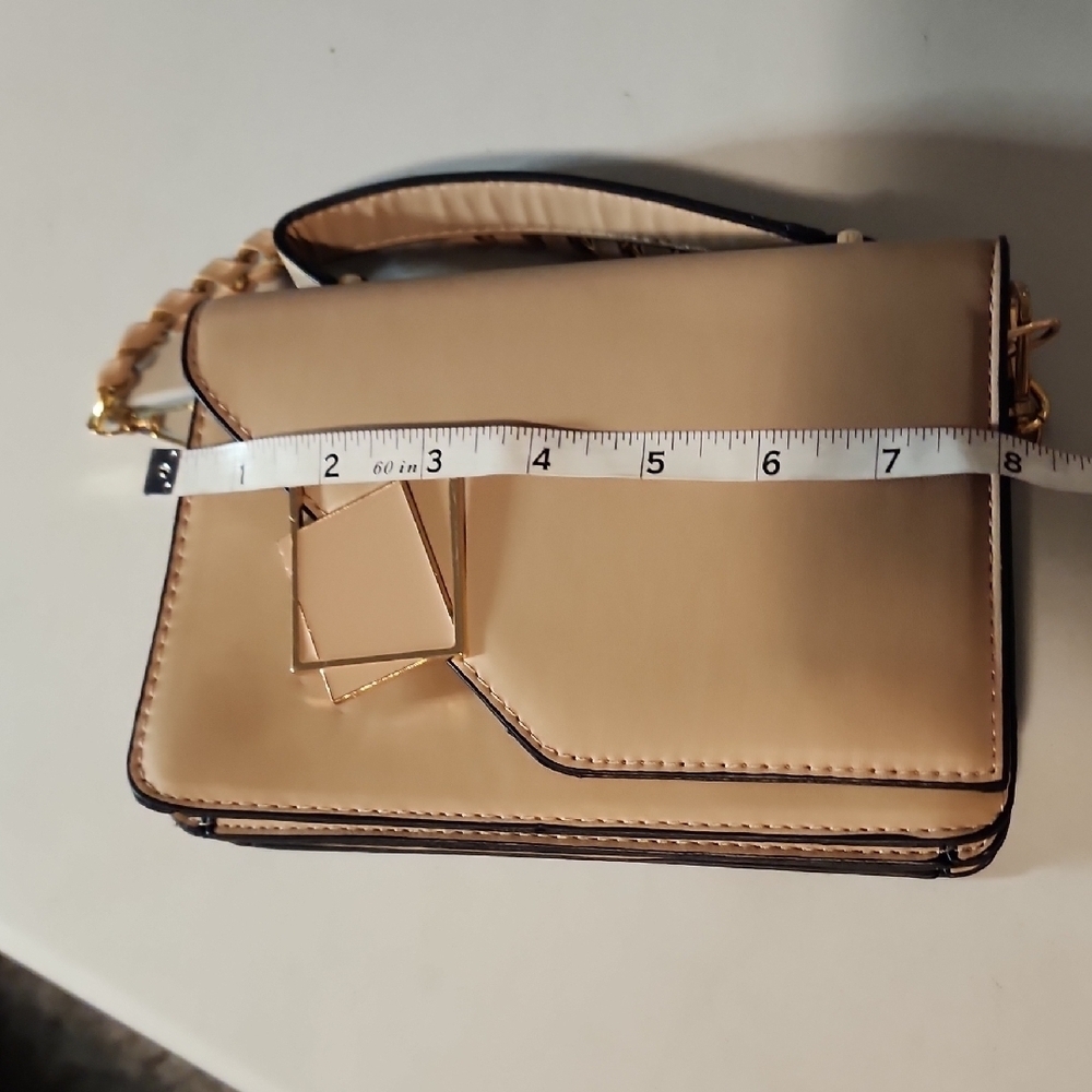 Chic Tan Clutch with Gold Chain - Picture 6 of 7